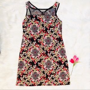 Xhilaration Floral Mini Skater Dress Mesh Top Sleeveless Cutout Target Dress
